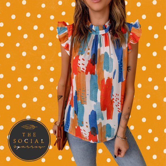 Abstract Ruffle Blouse - Picture 3 of 3